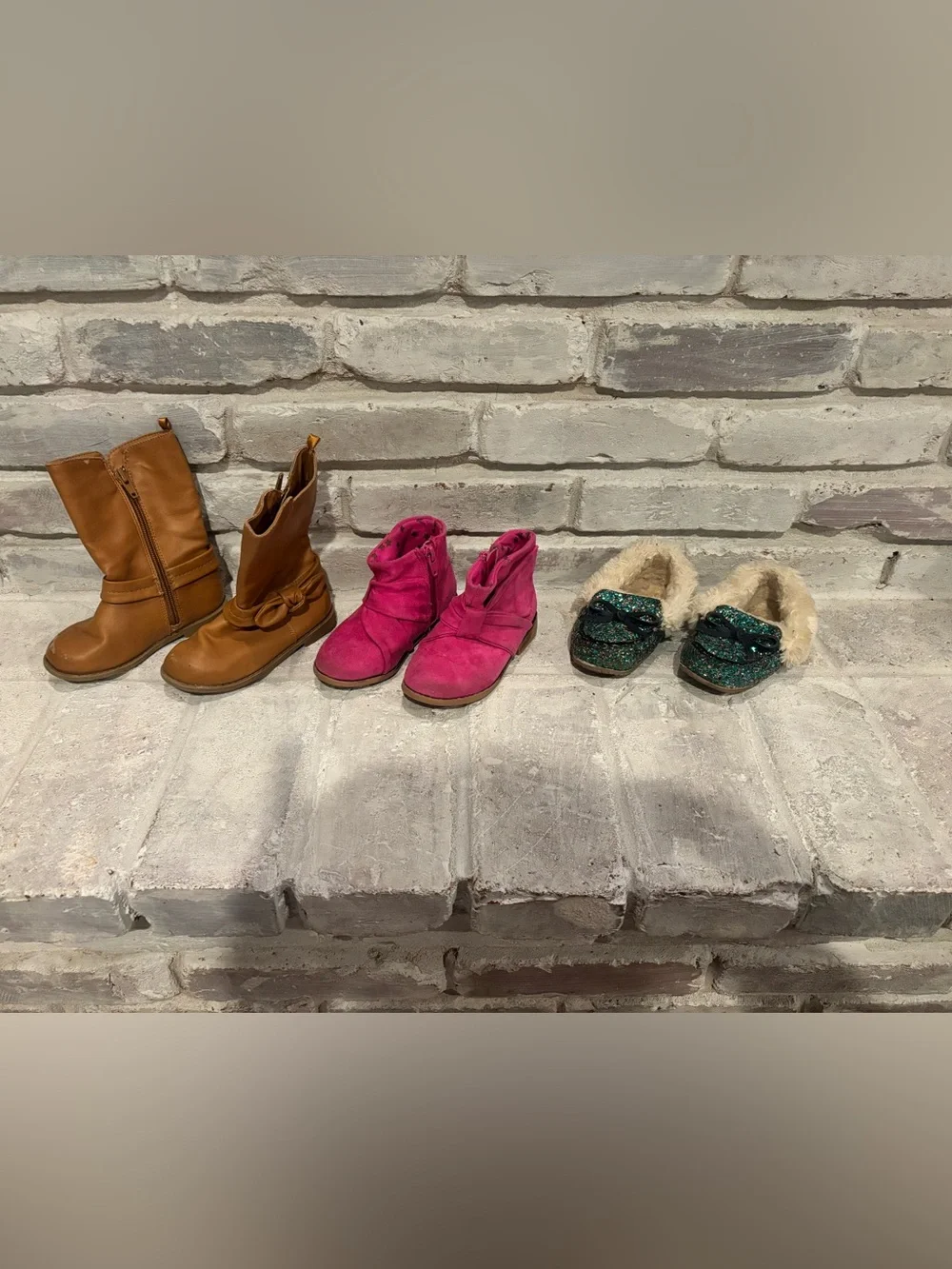 Kids Pink Suede Ankle Boots - Brand Unspecified (all 3 included)